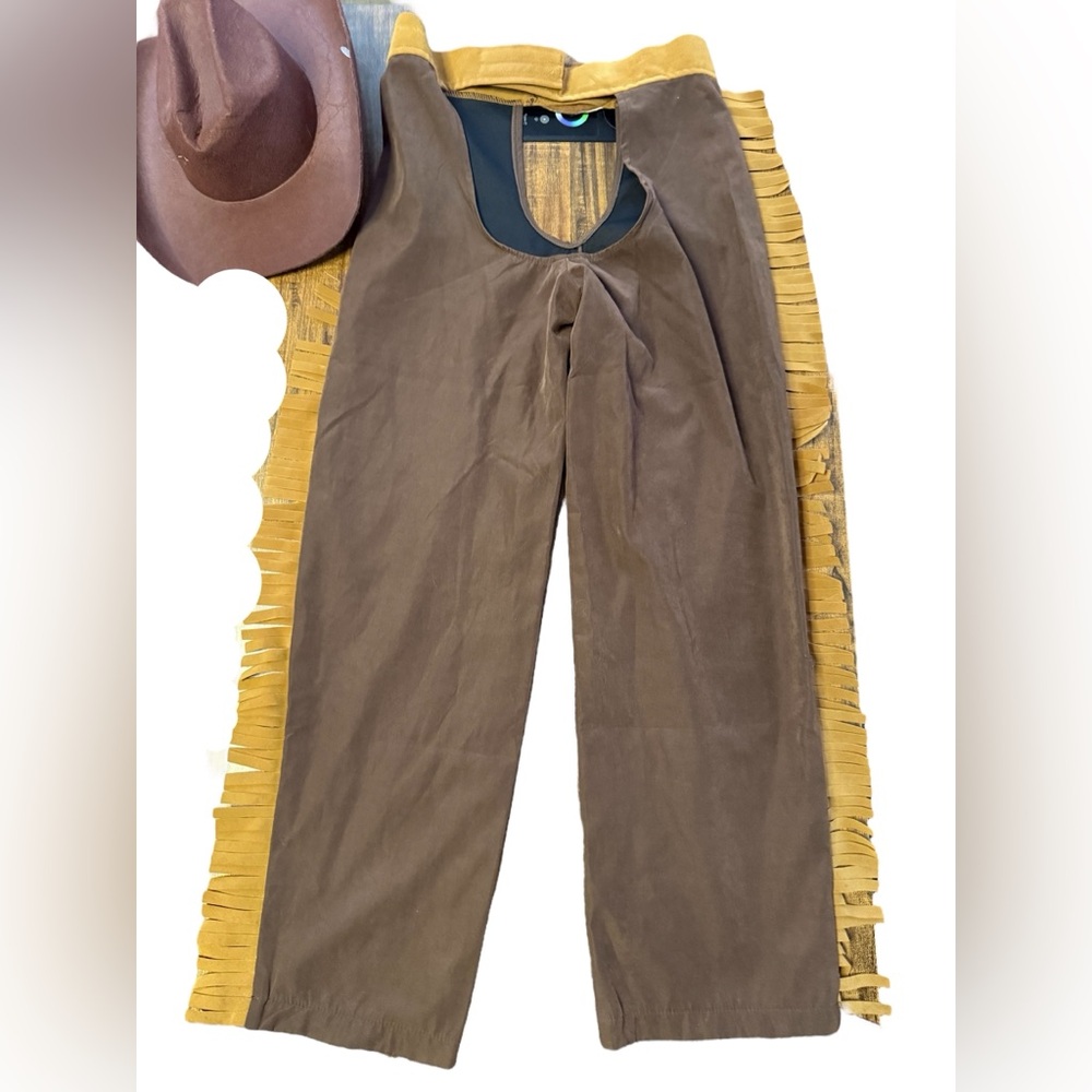 Gymboree L (10-12) JUNIOR BUCKAROO Cowboy Costume shirt hat chaps fringe gingham - Picture 10 of 13